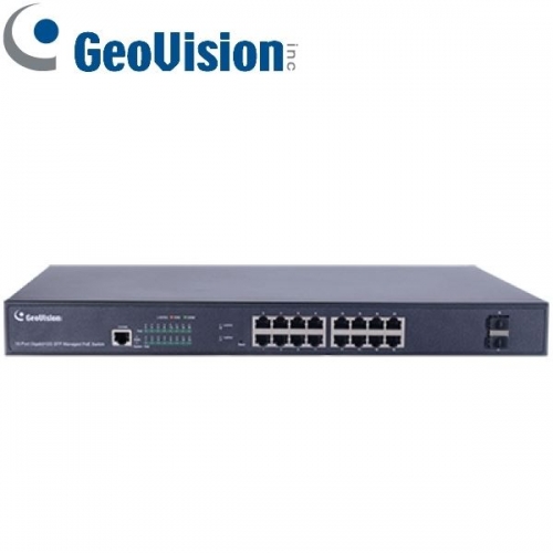 GeoVision 16-Port PoE-Switch, 16 x Gigabit PoE, 2 x SFP, 19", GV-APOE1611