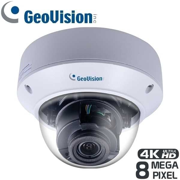 GeoVision 8 Megapixel IP Domekamera, 2.8-12mm Motorzoom, IR, IP67
