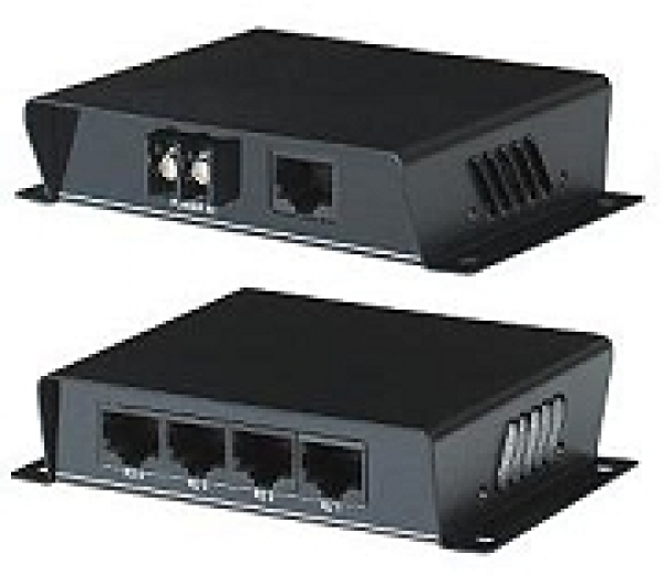 1 zu 4 Combiner, Splitter mit RJ45 u. Strom